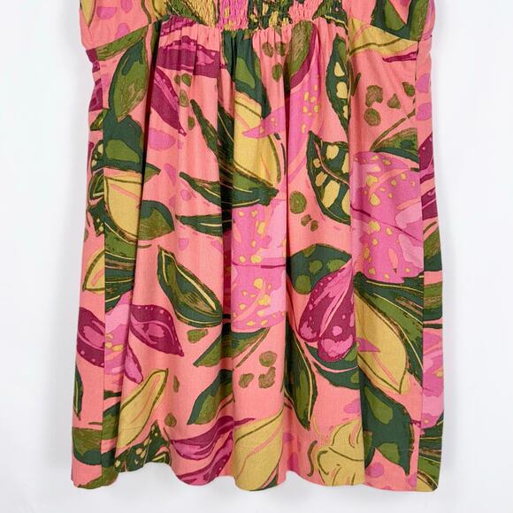 Vici Women's Kenedy Tropical Sweetheart Mini Dress Large Pink Linen Blend - Picture 11 of 16